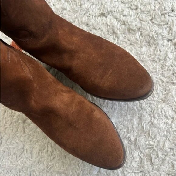 YSL Saint Laurent OTK Over-the-Knee Brown Suede Lace-Up Boots Size 37.5 - Picture 3 of 8